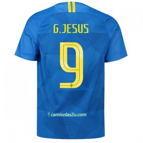 Camisolas de Futebol Brasil G.Gesus 9 Equipamento Alternativa Copa do Mundo 2018 Manga Curta